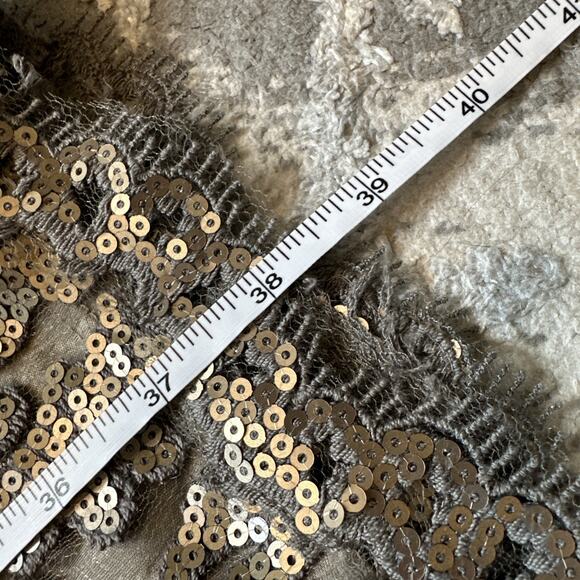 Tadashi Shoji Cocktail Dress Sequined Lace Smoked Pearl Grey‎ Bronze Size 4 - Picture 9 of 11